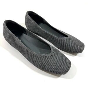 Vivaia Margot Square Toe Flats Womens Sz 38.5 7.5 Dark Gray Washable Minimalist